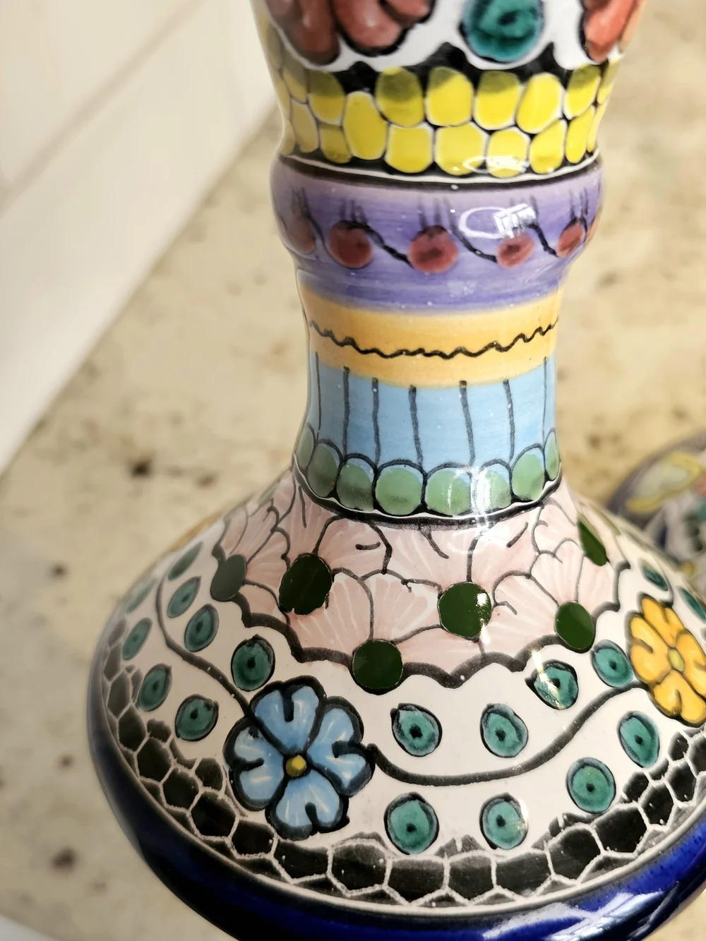 Hand-Painted Multicolor Earthenware Candle Holders Floral Talavera Pue Mex. Art